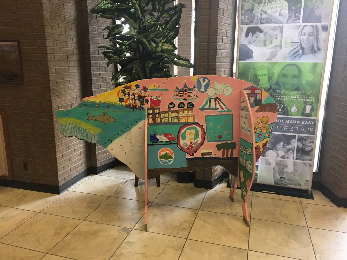 provocouncil's tweet photo. Swing by @ProvoCity (311 lobby) to meet our #ProvoPig and take a look at his fabulous artwork (done by @NACutah). Only about a month left before he will be at the @UtahCounty_Fair. Make sure you vote for him in the #PickAPig contest: https://t.co/4fKv6xd9S1 https://t.co/mStKBiDGwP