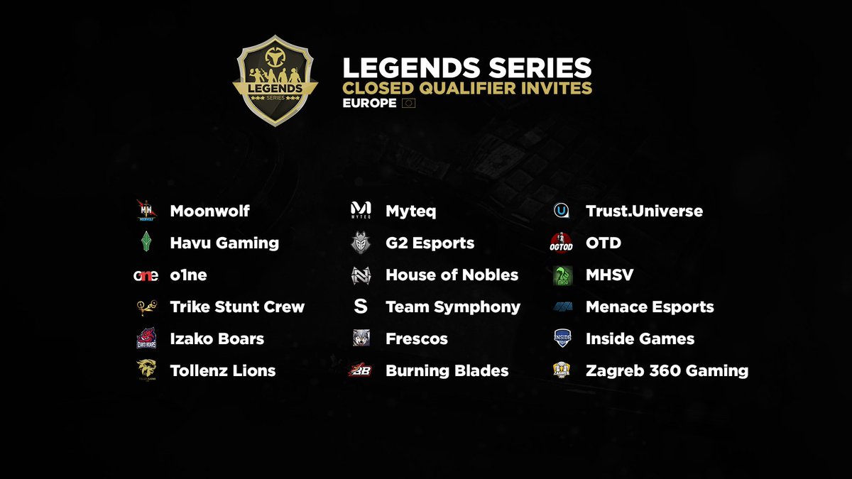 ESUPUBG's tweet photo. EU Closed Qualifier Invites! @moonwolf_team @HAVUgaming @o1ne_gg @IzakoBoars @myTeq_pubg @G2esports @Ho_Nobles @FRESCOSpubg @OGT0D @mhsv @MenaceEsports @InsideGamesPUBG @Zagreb360Gaming

#ESULegends #PUBG https://t.co/iuW83JtsCM