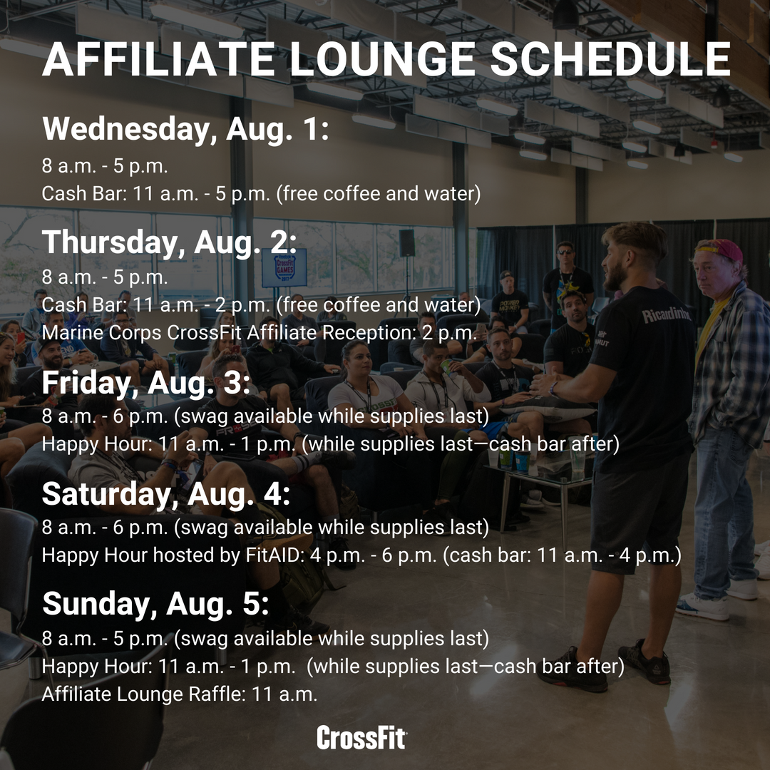 X에서 CrossFit 님 : "If you're a CrossFit affiliate owner attending the  @CrossFitGames this week, make sure you stop in to the Affiliate Lounge!  https://t.co/lACpy4Zw3K" / X
