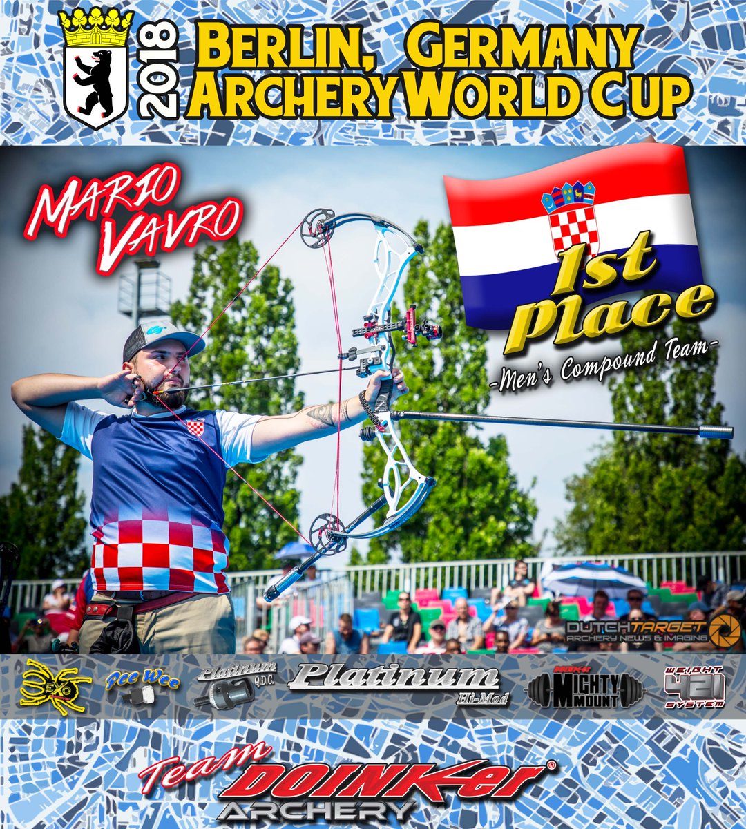 DoinkerStabs's tweet image. Congratulations to Team Doinker&apos;s Mario Vavro of Croatia on his 1st Place Win at the 2018 Berlin Hyundai Archery World Cup. #TeamDoinker #BerlinWorldCup #Winning #Doinker #Archery