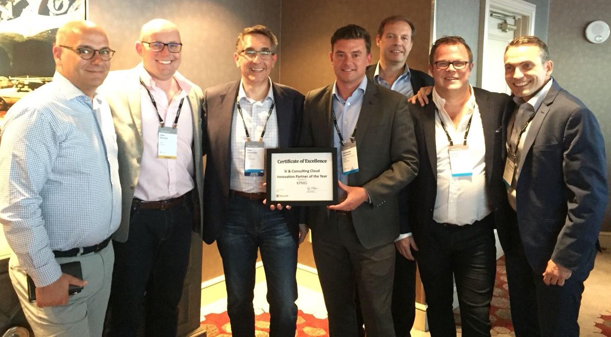 KPMG's tweet photo. We’re proud to have been named @Microsoft’s 2018 SI &amp; Consulting Cloud Innovation Partner of the Year https://t.co/DVvf2yepPa https://t.co/mX3bRYeofE