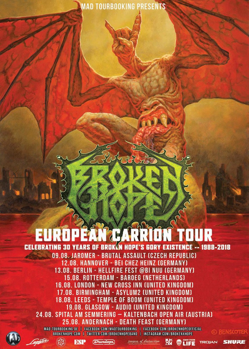A most brutal tour!!!
We are supporting the mighty <a href="/BROKENHOPEBAND/">BROKEN HOPE</a> at the <a href="/NewCrossInn/">New Cross Inn</a> on the 16/8/18 with @CrypticShiftUK <a href="/AnnunciationUK/">Annunciation</a> and Skullfucked!!! 🤘