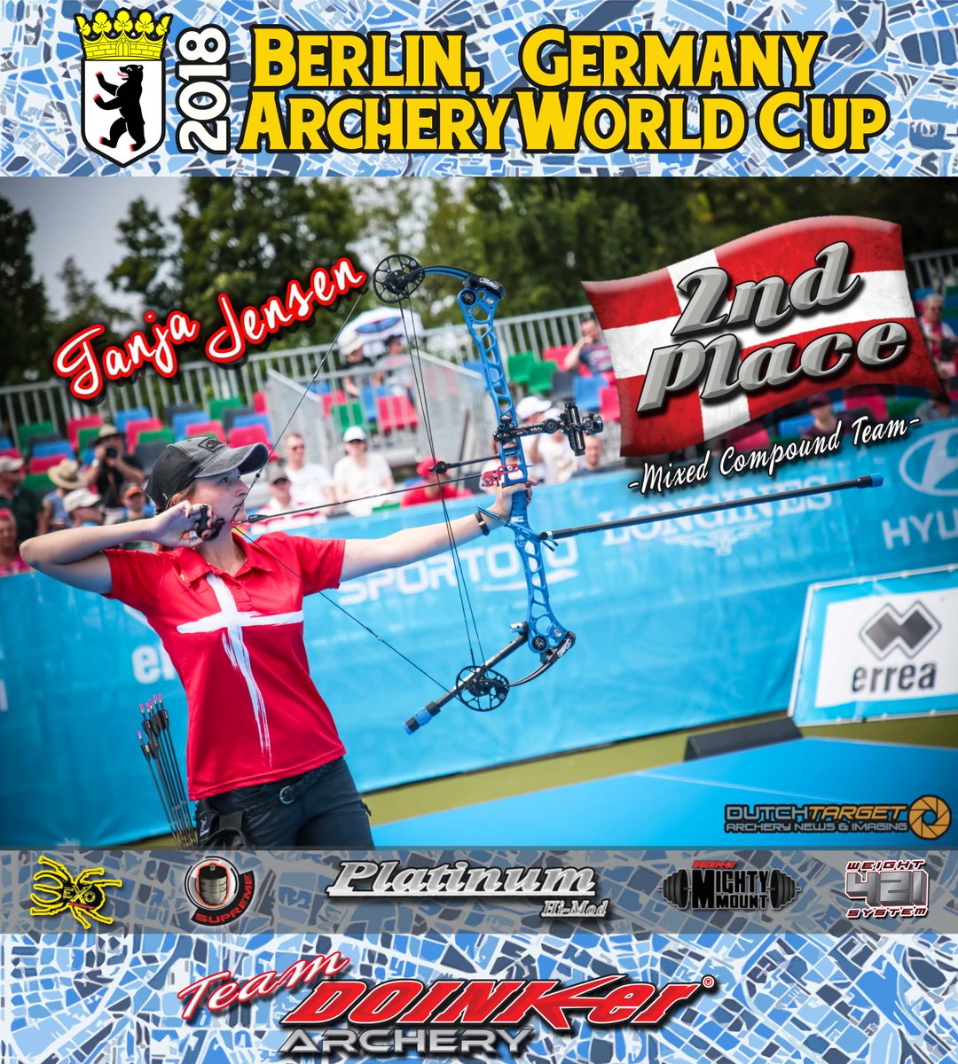 DoinkerStabs's tweet image. Congratulations to Team Doinker&apos;s Tanja Jensen of Denmark on her 2nd Place Win at the 2018 Berlin Hyundai Archery World Cup. #TeamDoinker #BerlinWorldCup #Winning #Doinker #Archery