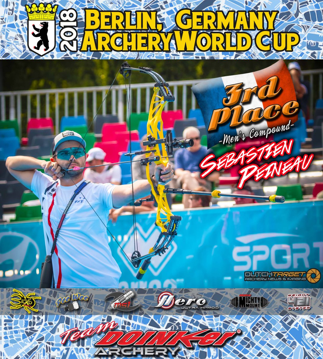 DoinkerStabs's tweet image. Congratulations to Team Doinker&apos;s Sebastien Peineau of France on his 3rd Place Win at the 2018 Berlin Hyundai Archery World Cup. #TeamDoinker #BerlinWorldCup #Winning #Doinker #Archery