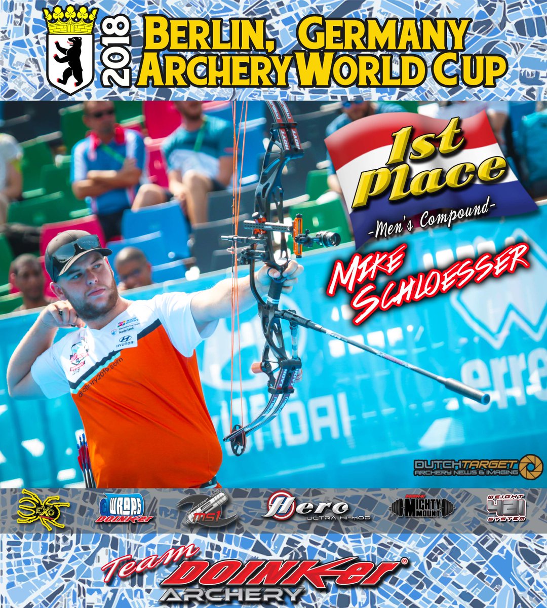 DoinkerStabs's tweet image. Congratulations to Team Doinker&apos;s Mike Schloesser of The Netherlands on his 1st Place Win at the 2018 Berlin Hyundai Archery World Cup. #TeamDoinker #BerlinWorldCup #Winning #Doinker #Archery