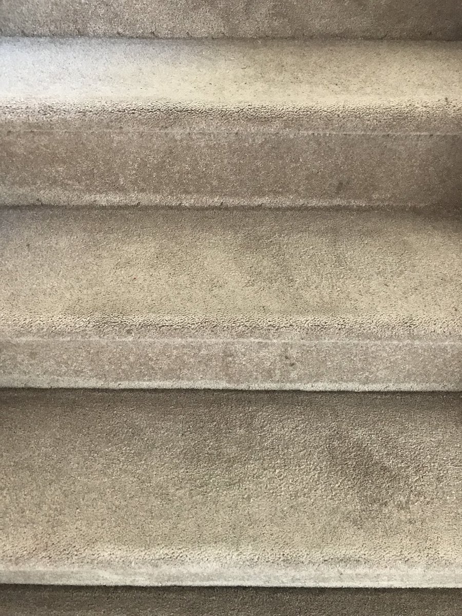 Here are stair carpet before &amp; after shots of a recent project - look closely.  The customer was about to rip them out but with our truck-mounted, Hot Water Extraction equipment, they look like new! #carpetcleaning