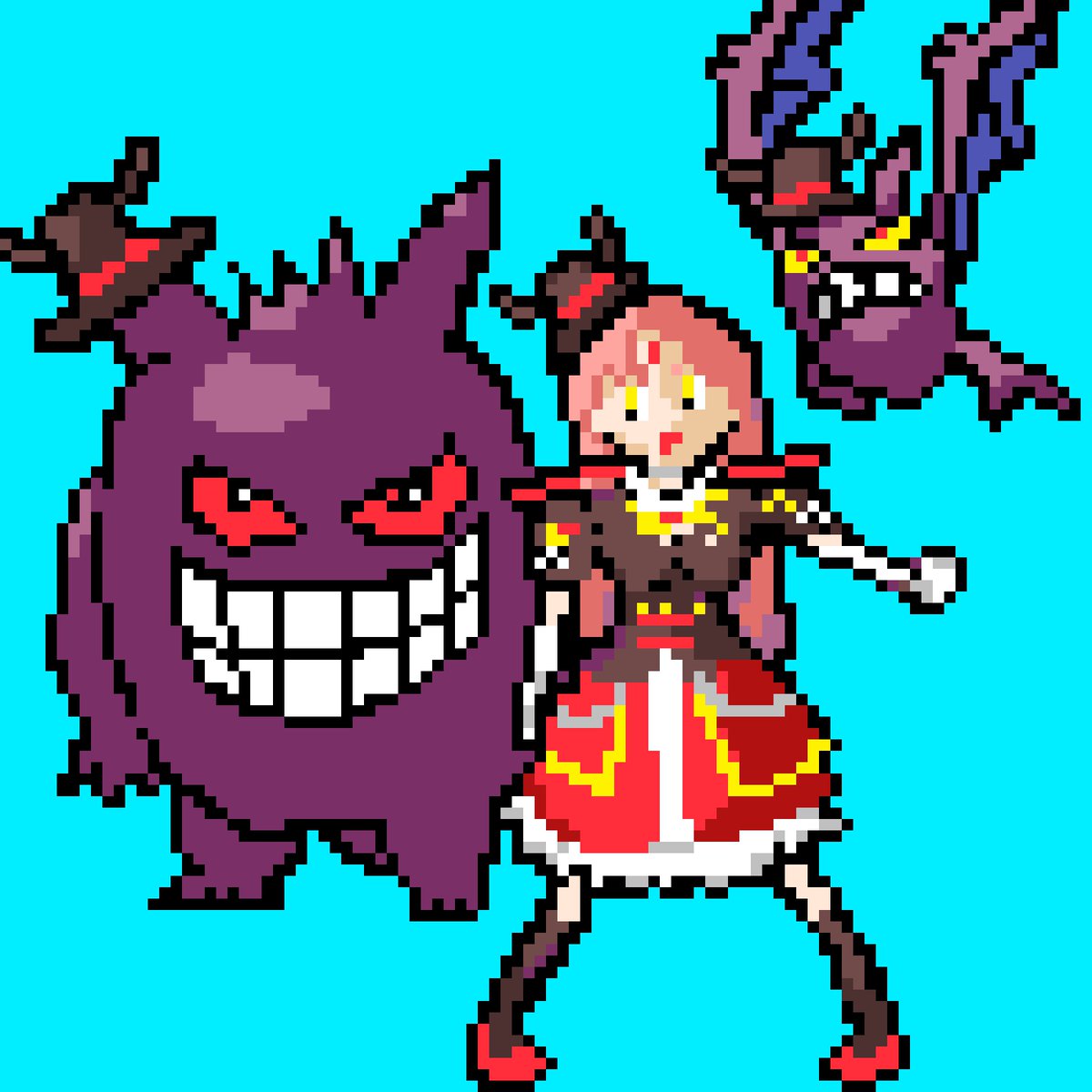 大月和尚 En Twitter 初の複数キャラ描いたドット絵です ポケットモンスターよりクロバットおよびゲンガーをお供に連れたルチカ様です 修正してたので何度もあげ直してすみません 完成形だと思います ルチカアート 大月和尚 En Twitter 初の複数キャラ描いたドット絵です ポケットモンスターよりクロバットおよびゲンガーをお供に連れたルチカ様です 修正してたので何度もあげ直してすみません 完成形だと思います ルチカアート