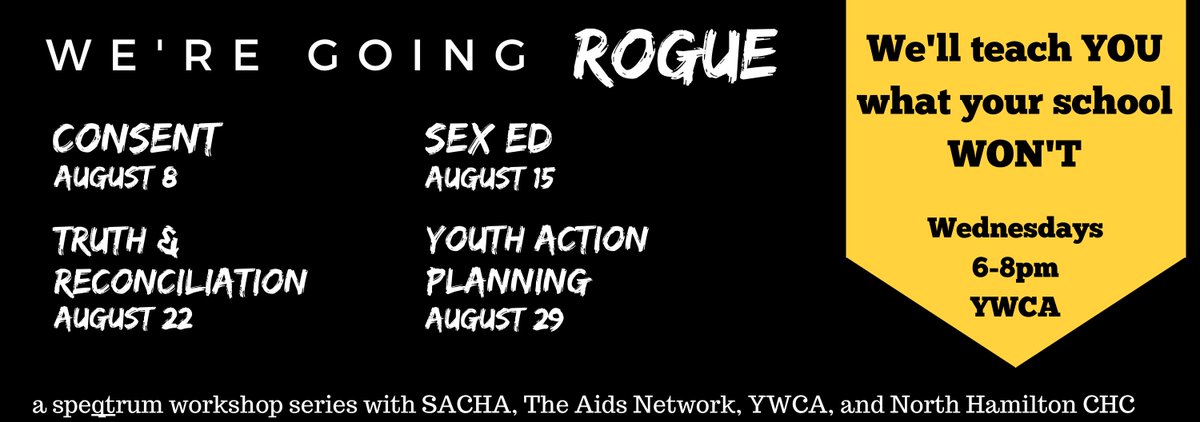 speqtrumYHM's tweet photo. We're going ROGUE! @YWCA_Hamilton @SACHAhamont @TheAIDSNetwork @YWAChamilton @HWDSB @HWCDSB https://t.co/2Q0flgJu9x