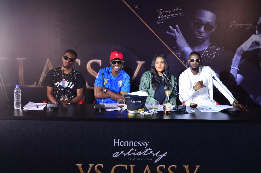 360Nobs's tweet photo. The team of @VectorThaViper @terrytharapman @Phlowetry and @IamJimmie are live at #ClubIndigo at Sheraton Hotel Abuja. Stay tuned people for the #HennessyVSClass2018 auditions. @HennessyNIGERIA https://t.co/SepwJ9Zd9N
