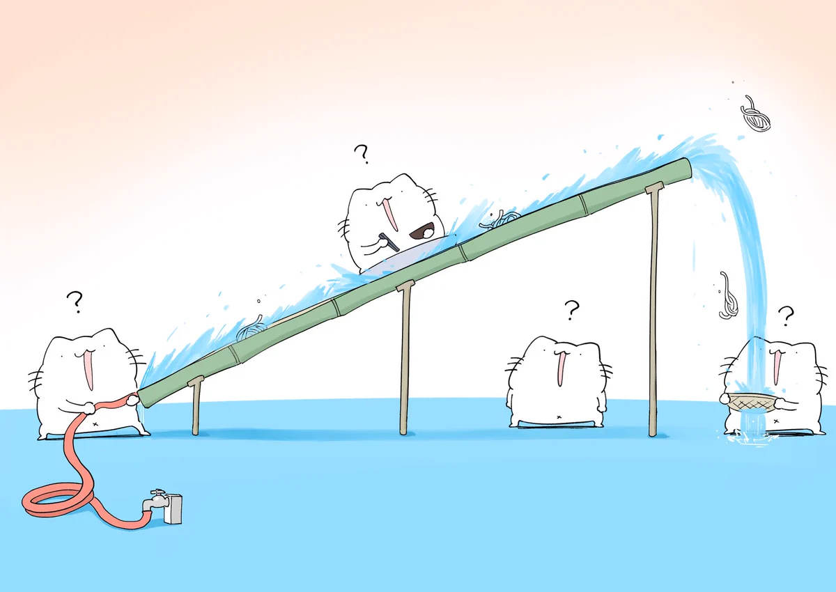 流しそうめんを誰一人理解していないと？こんな流しそうめんになってしまうかもｗｗｗ