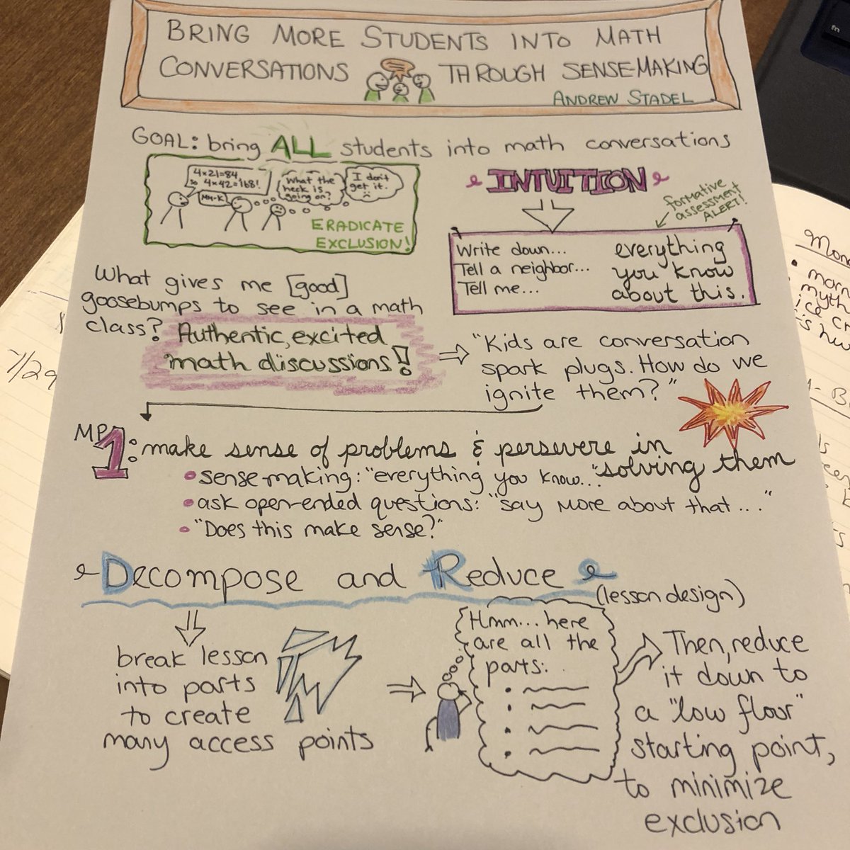 knitnteach's tweet photo. I love trying out sketch notes with this Math Minds Summit!! #buildmathminds18 https://t.co/hvvCTENi46