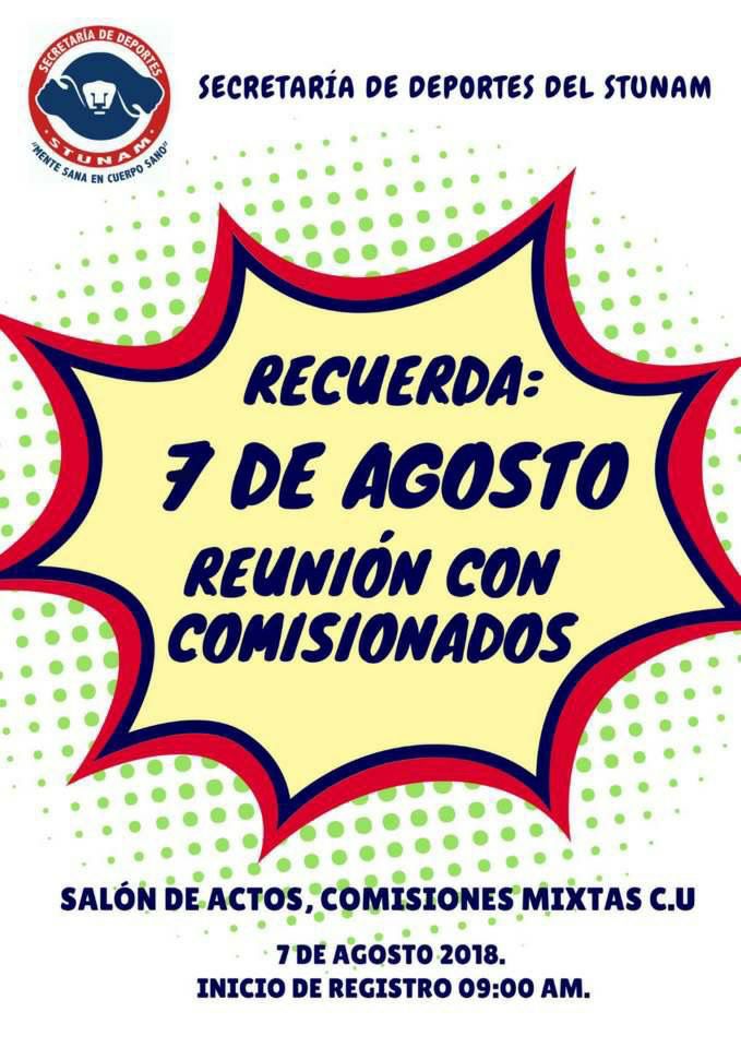 stunam's tweet photo. Aviso Secretaría de Deportes del @stunam https://t.co/8fayDJBgEW