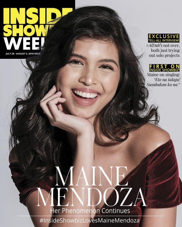 mainearchive's tweet photo. "Three years after she has made her debut in the industry, Maine Mendoza (@mainedcm) has maintained her top status. 

Read more on the latest issue of Inside Showbiz Weekly on the Flip100 app." 

#InsideShowbizLovesMaine https://t.co/lJeRtDsNIB