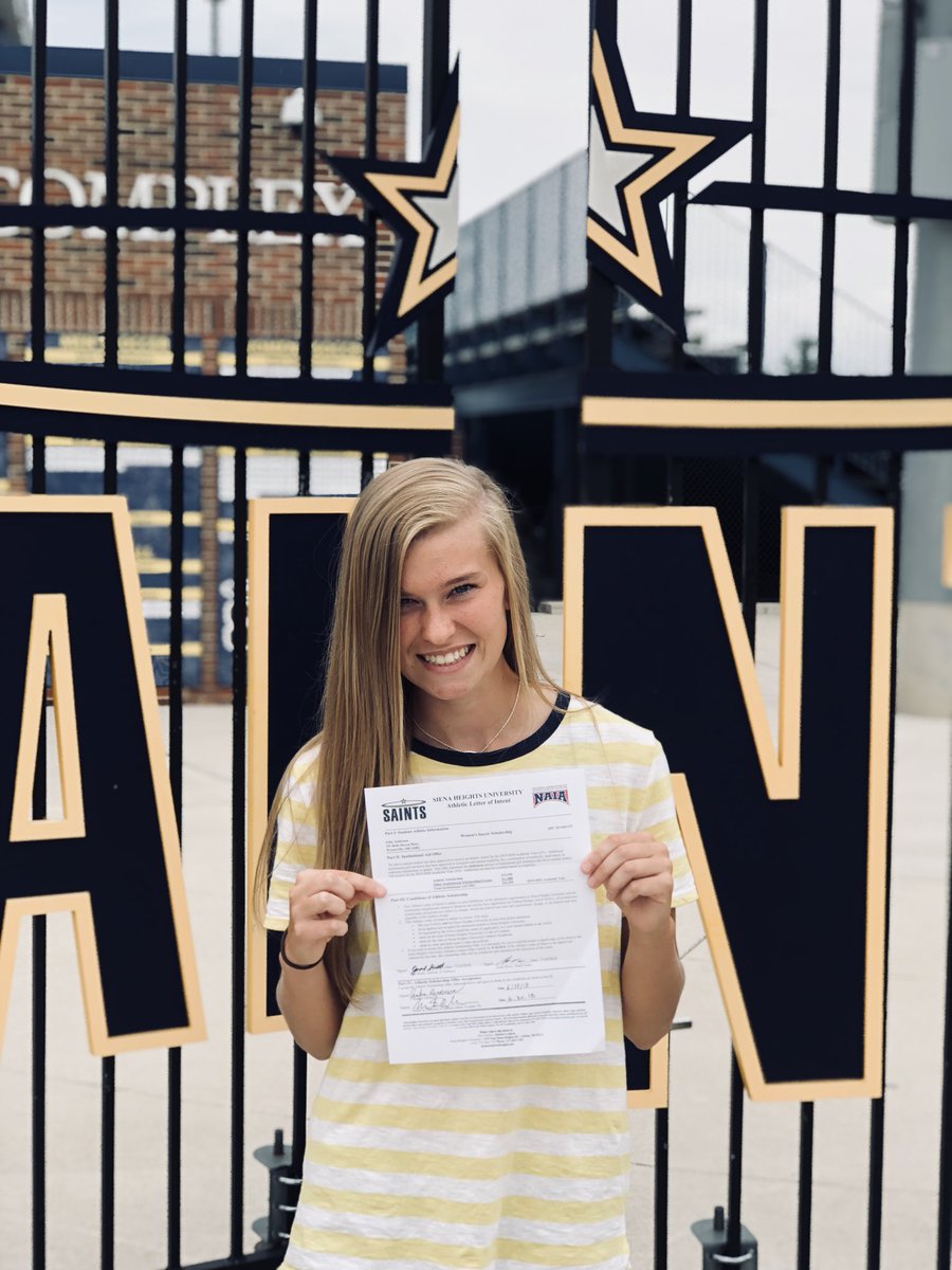 julia_anderso's tweet photo. Today I made the best decision of my life 💙💛 I’m so excited to announce that I will be furthering my academic and athletic career at Siena Heights University. I can’t wait to begin my journey at such a beautiful school 💙 GO SAINTS!!! https://t.co/0jg954gSBf