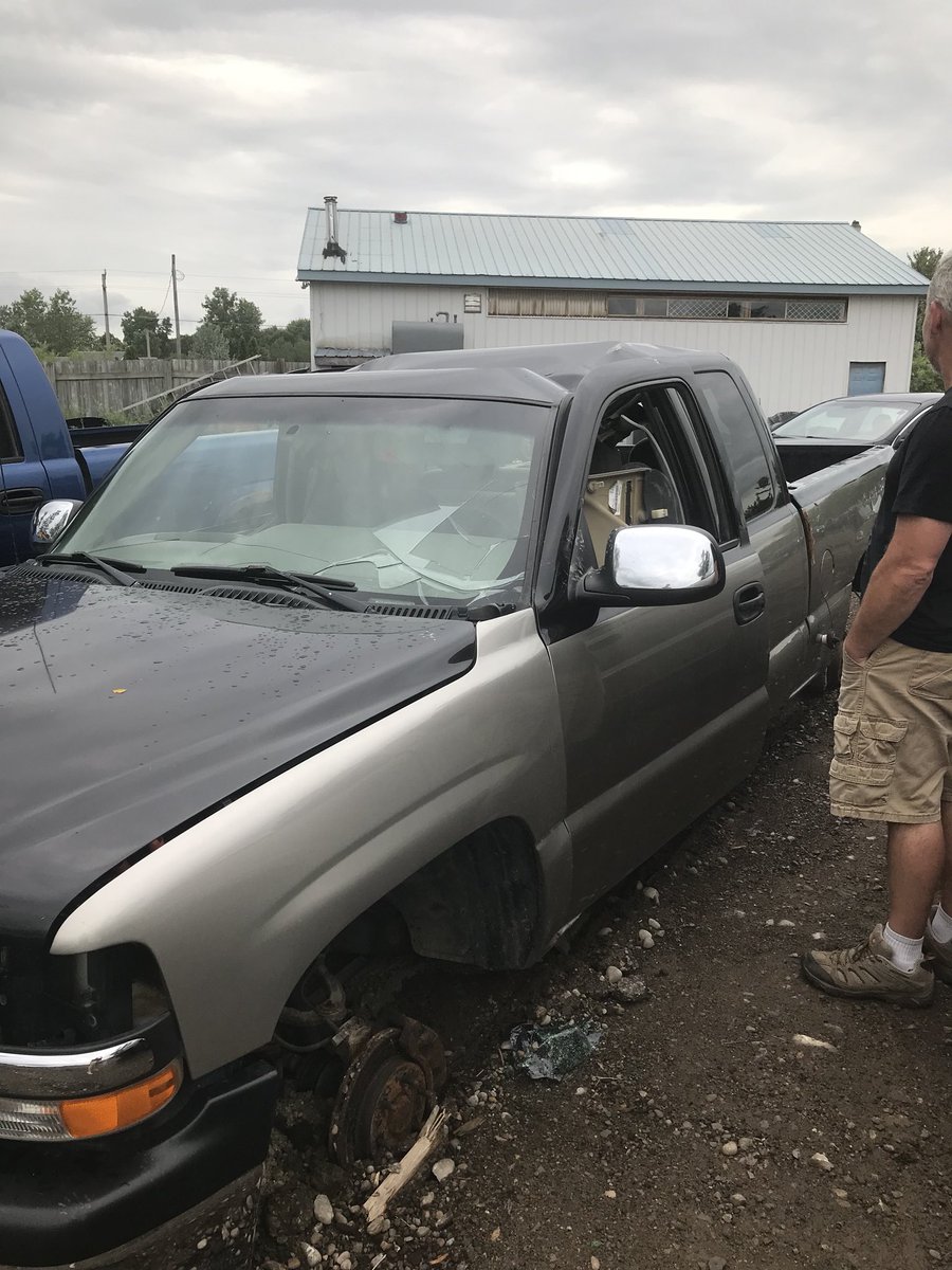 Saying goodbye to the truck. Unrepairable. 😔 amazing what they do to stolen trucks. One of six that were found together.