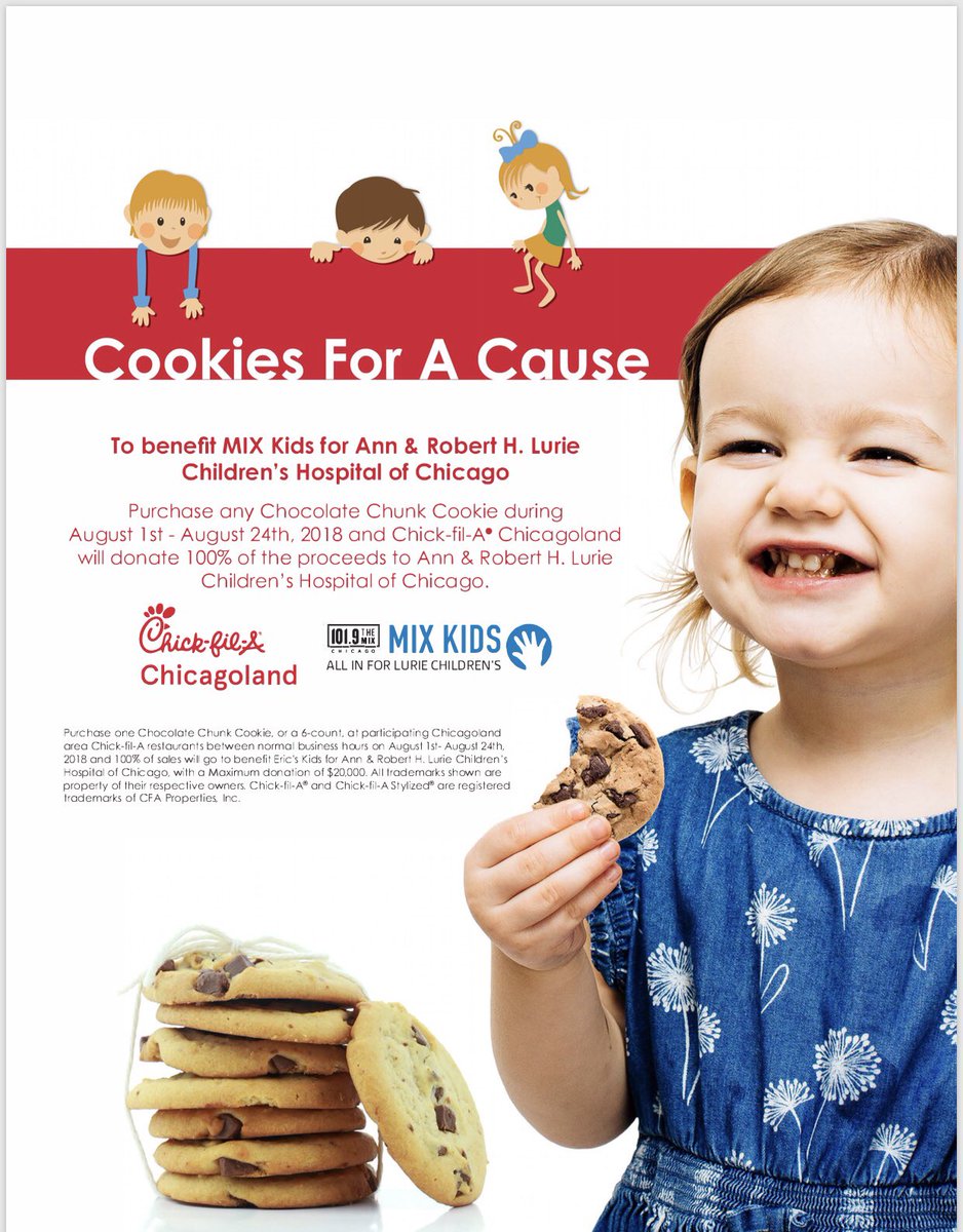Proud to support Cookies For A Cause! 100% of proceeds benefit MIX Kids for Ann &amp; Robert H. Lurie Children’s Hospital of Chicago. Promotion will run August 1st-24th, 2018. See you here! 🐮