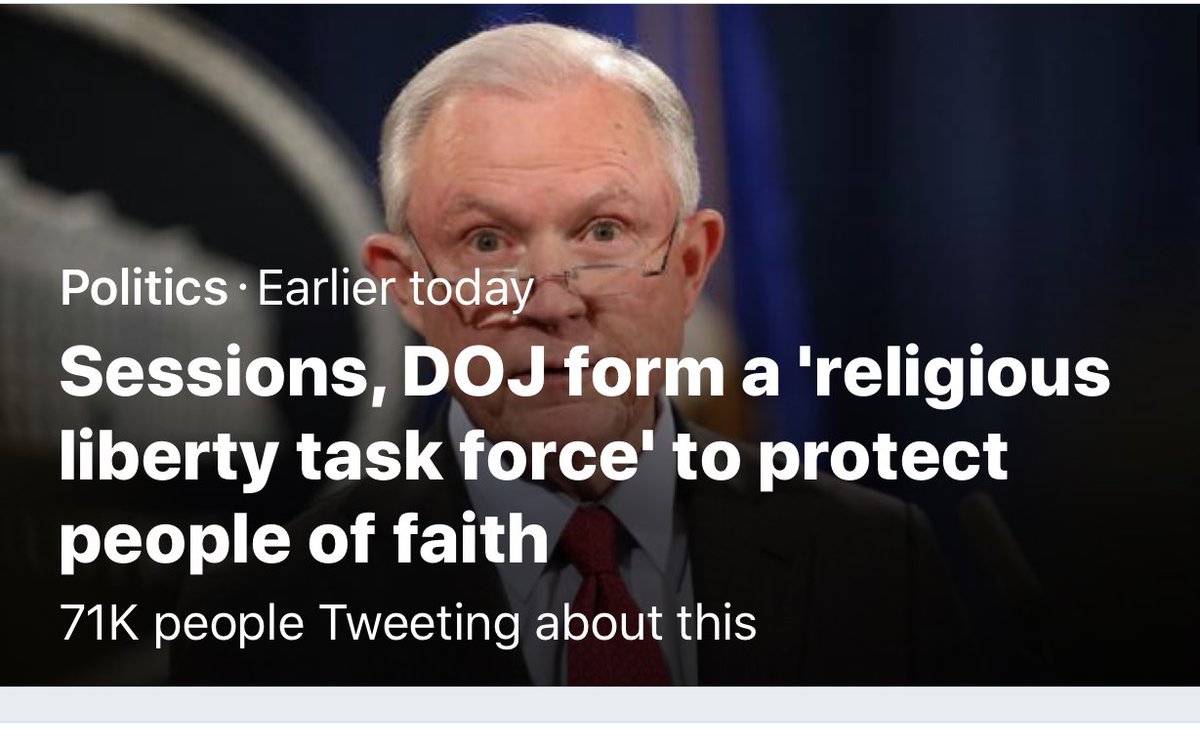 The “Religious Liberties Task Force” for Christian special rights is the sort of shit I think about when people argue other countries shouldn’t have nukes because they’re religious zealouts: https://twitter.com/abc/status/1023934951920525313?s=21