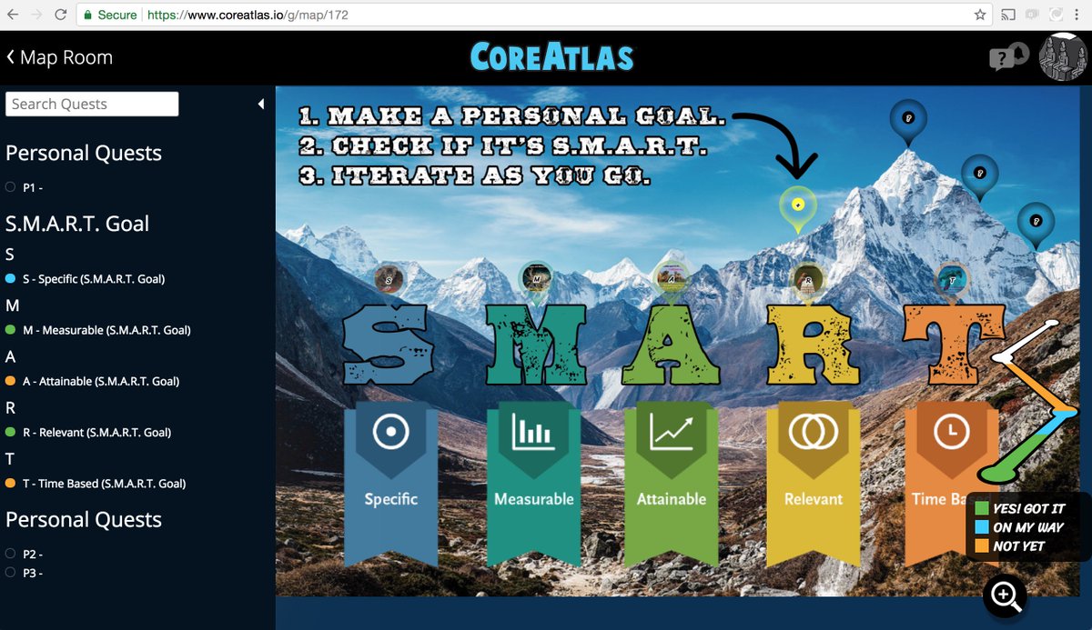 MindMyEdu's tweet photo. Setting a personal teaching goal or want your Students to try goal setting this school year? 💭
Go to the #CoreAtlas Map Room @ https://t.co/2jlrcyAGdm, search 4 SMART & ensure you T & Ss goals are:
S pecific
M easureable
A ttainable
R elevant
T imely
#K12 #edu #edchat https://t.co/T68AuCRhDo