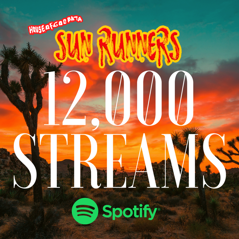 HouseOfGoobata's tweet photo. 12.5K @Spotify streams from all over the 🌎. We love you all sooo much! Thank you for your support! 🌵🌅 @SpotifyCanada #HouseOfGoobata #SunRunnersRun #Music #Musica #ElectronicMusic #EDM #NewMusic #Pop #Spotify https://t.co/pZdfmtNJ3O