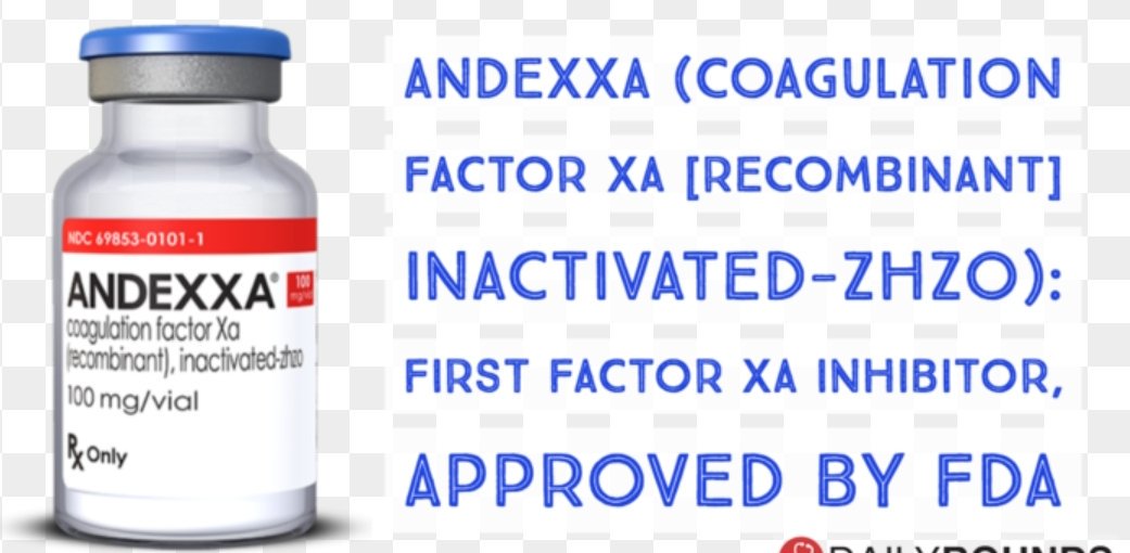 almagoch's tweet image. La @US_FDA acaba de aprobar el Andexxa, factor Xa recombinante, para revertir el efecto del #Eliquis (Apixaban) y el #Xarelto (Ribaroxaban)... los anticoagulantes se revierten para muchas cosas, entre esas, para poder operar. #Cirugía #Cirujanos