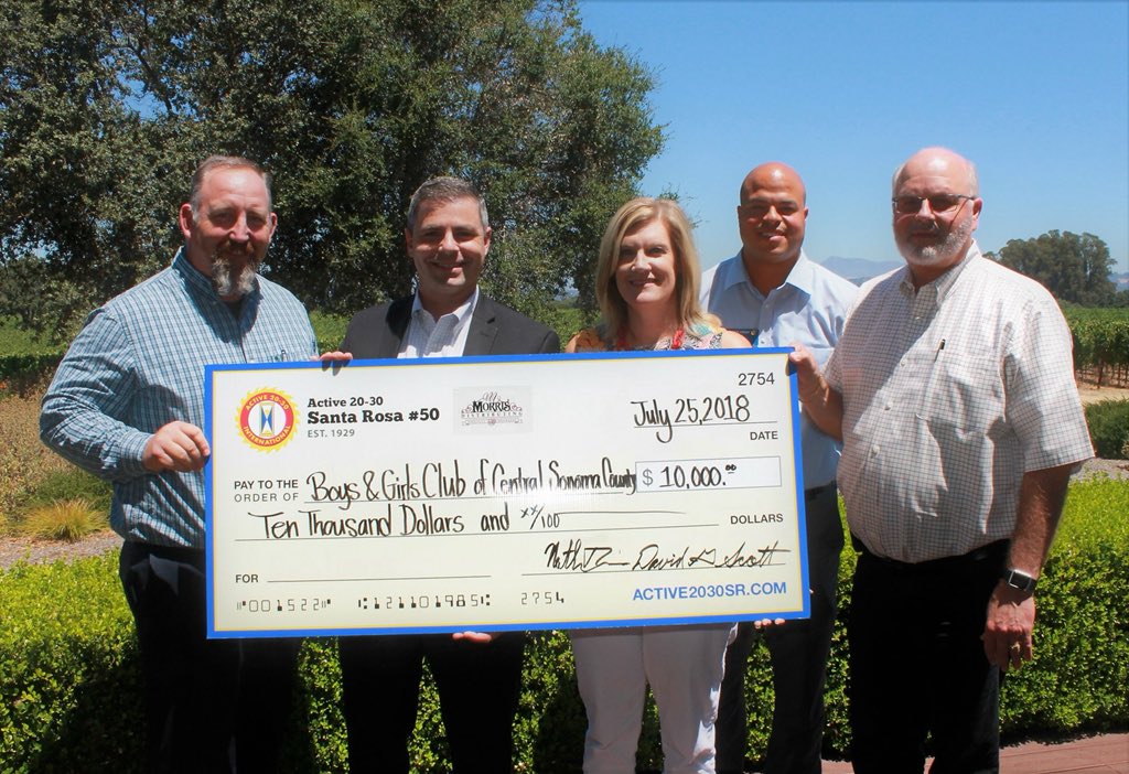 Active 20-30 of Santa Rosa #50 donated $157,000 to nonprofits supporting disadvantaged youth and fire survivors over the last six months.