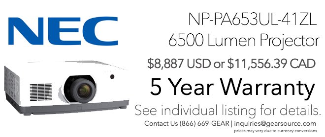 gearsource's tweet image. 5 Year Warranty on this #NEC #projector! Please contact your GearSource Sales Rep for more info on these projectors and our Free Freight Program. Contact us at
(866) 669-GEAR | inquiries@gearsource.com. #NECProjector