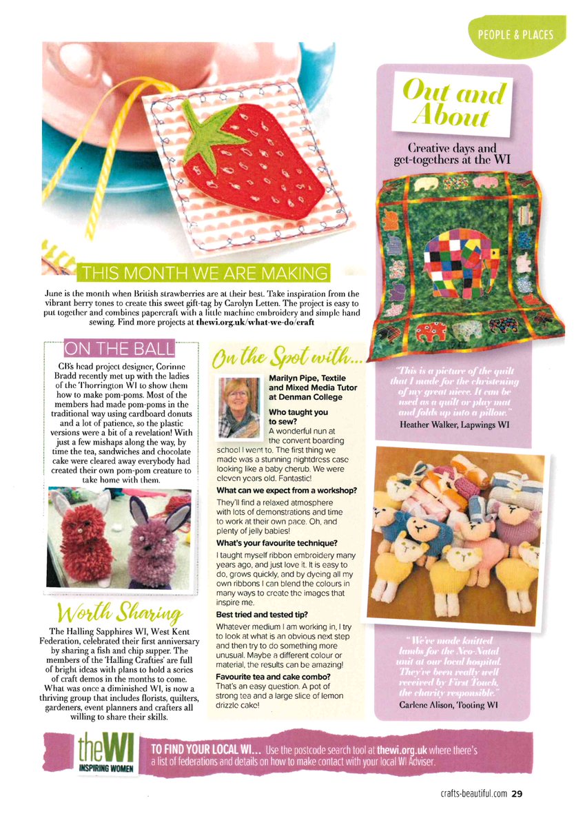 We are looking for any craft, cookery or floral art related activities and news for the WI column in <a href="/craftsbeautiful/">Crafts Beautiful</a> magazine! These can be either from a WI or an individual member.

Please send any information and photos to pr@nfwi.org.uk