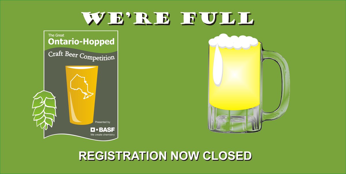 ONHopsBrewoff's tweet photo. GOHCBC 2019 is officially FULL! Thank you to all the teams that registered! We're looking forward to sampling your best NEIPA. If you'd like to be on a standby list, please send an email to admin@onhops.ca.
@OntarioBevNet @ofvc1 @BASFAgSolutions #GOHCBC #neipa https://t.co/IujICold45