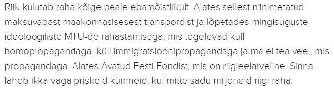 voslap's tweet photo. Vanem vend Helme vastuseks küsimusele välja pakutud maksumuudatuste katteallikate kohta. "Ei ole kahe teema partei, ei ole, pojake!" #annaabi #sadumiljoneid #billionsandbillions https://t.co/msrTlqJ46v