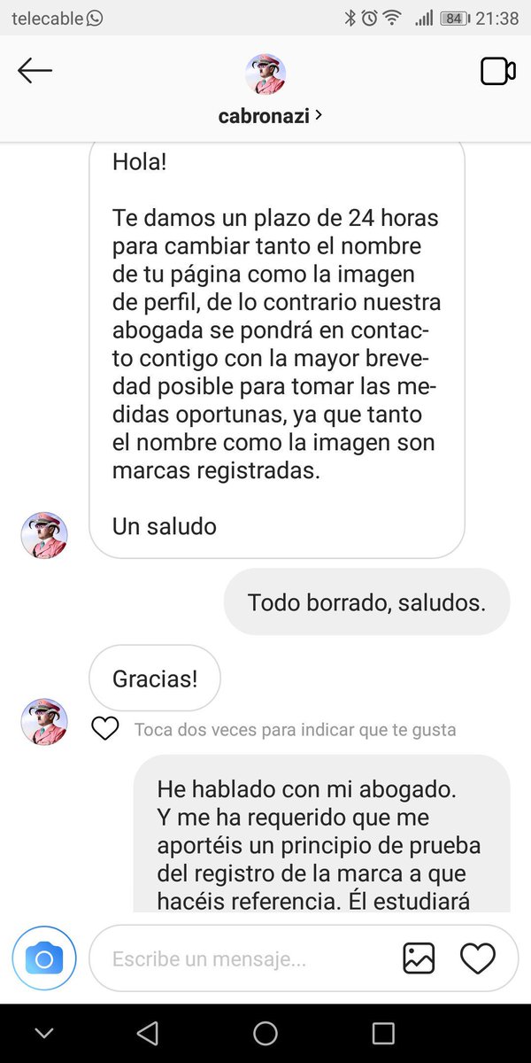 kurioso's tweet photo. Cabronazi, una cuenta sin talento que vive de robar el material ajeno amenaza a un usuario de Instagram que tenía registrado el nombre de Cabroworld desde 2016. Visto en FC https://t.co/IL6QuiyrqL