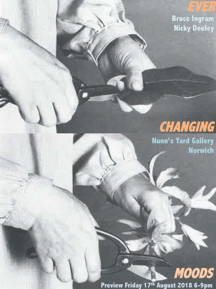 Nicky Deeley 
Bruce Ingram 
Ever Changing Moods 
Preview 6 – 9pm 17th August 2018.
Exhibition continues the weekend of Saturday 18th - Sunday 19th 11 – 6pm.