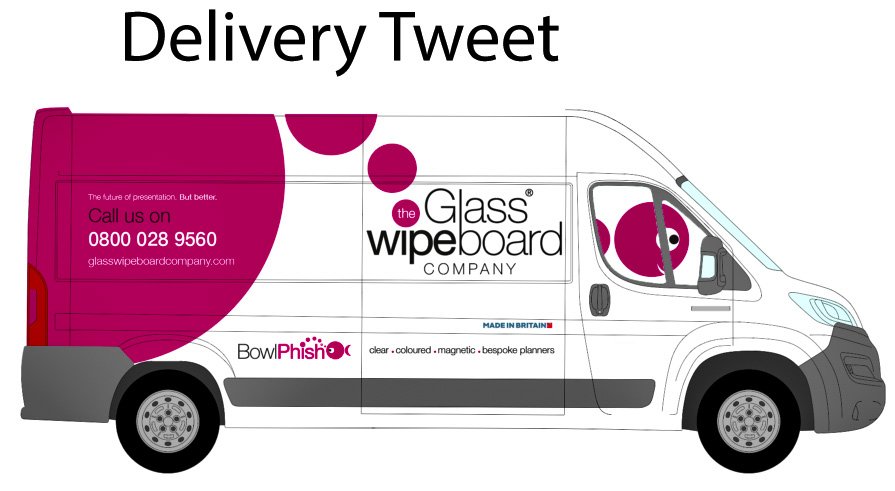 GlassWipeBoard's tweet photo. Today our #BowlPhish van is on its way, delivering #GlassWipeBoards to @VAtrainingpro, @MarisInteriors, @Cashplus, @ISGplc, @MDC_Group1 and A Hunt &amp; Co. Another delivery is on its way to @ITV too. https://t.co/RQJWrRbZc8