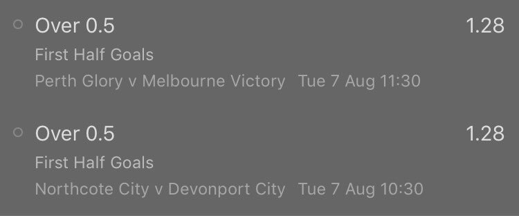 S1Tips's tweet image. This double on the Australian games looks good. Over 0.5 FHG in both games