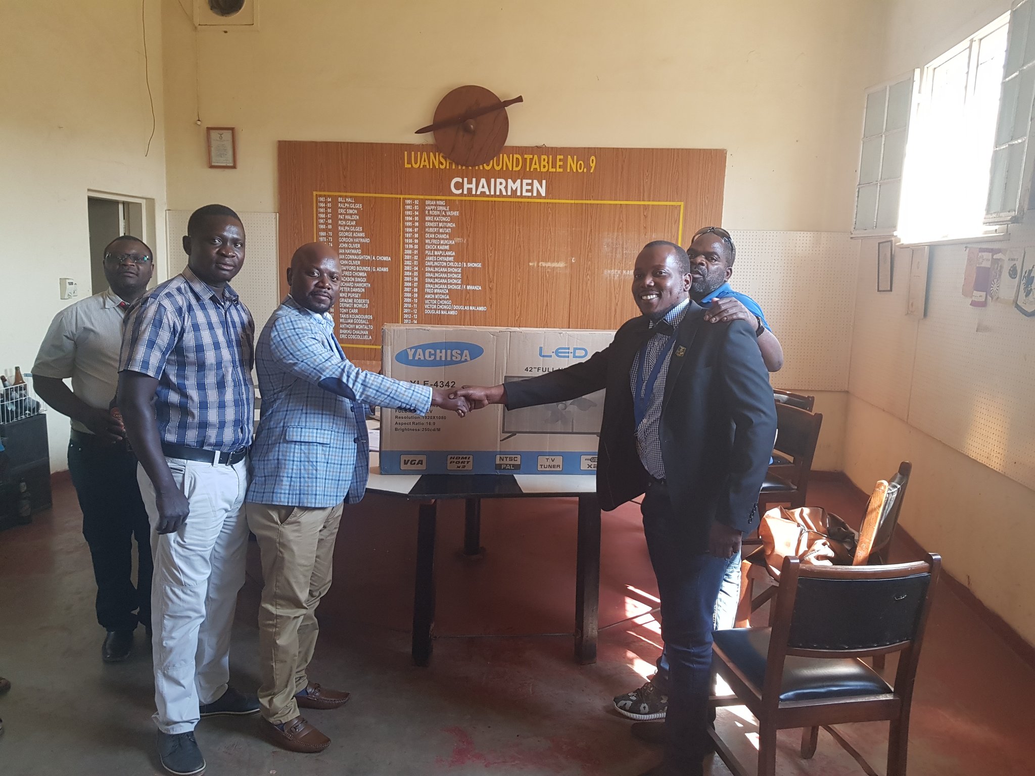 Round Table Zambia On Twitter Kitwe Number 2 Donated A Television Set To Luanshya Number 9 Table Hall Brotherhood