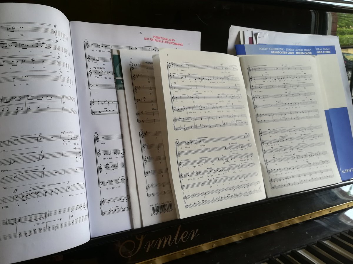 an enticing selection of new satb repertoire...starting to prep for my @abcdtweets convention session.  includes some ace works by @matthewm76 @olagjeilo @bednallmusic @tarikoregan and many many others...did I mention that convention booking is still open?!