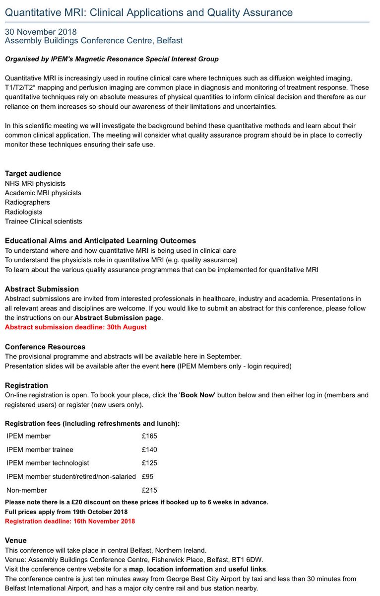 IPEM MR-SIG (@ipem_mr_sig) on Twitter photo #qMRI IPEM Quantitative #MRI conf 29Nov in #Belfast. Abstract submission deadline 30Aug. ipem.ac.uk/ConferencesEve… <a href="/ipemnews/">Institute of Physics and Engineering in Medicine</a> <a href="/ISMRM/">ISMRM</a> <a href="/ESMRMB/">ESMRMB</a> <a href="/JonathanAshmor3/">Jonathan Ashmore</a> @MRI_p2p @usnistgov <a href="/NPL/">NPL</a> #qMRI IPEM Quantitative #MRI conf 29Nov in #Belfast. Abstract submission deadline 30Aug. ipem.ac.uk/ConferencesEve… <a href="/ipemnews/">Institute of Physics and Engineering in Medicine</a> <a href="/ISMRM/">ISMRM</a> <a href="/ESMRMB/">ESMRMB</a> <a href="/JonathanAshmor3/">Jonathan Ashmore</a> @MRI_p2p @usnistgov <a href="/NPL/">NPL</a>