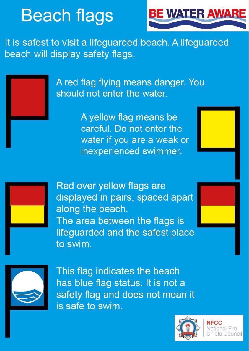 LondonFire's tweet photo. Heading to the beach today? Remember to swim inbetween the flags and if possible choose a life-guarded beach. Do you know what the different flags mean? #BeWaterAware https://t.co/HsPL6PEk0M https://t.co/SDDTcUmj6c