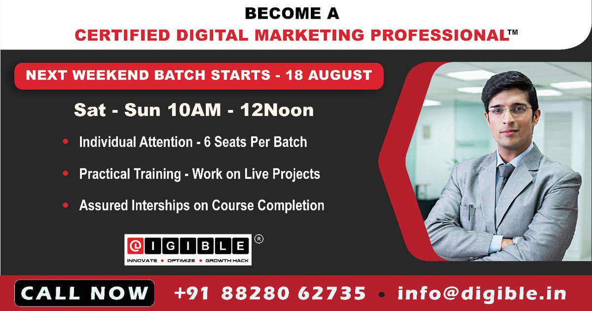 digible1's tweet photo. Are you a working professional unable to spare time to update your digital skills?
#GoDigible - Special Weekend Batches
Read more - https://t.co/U8DMWt4h5Y
#CertifiedDigitalMarketingProfessional #GoDigible #Digible #DigitalMarketing #Thane https://t.co/eIp7AmWJSe