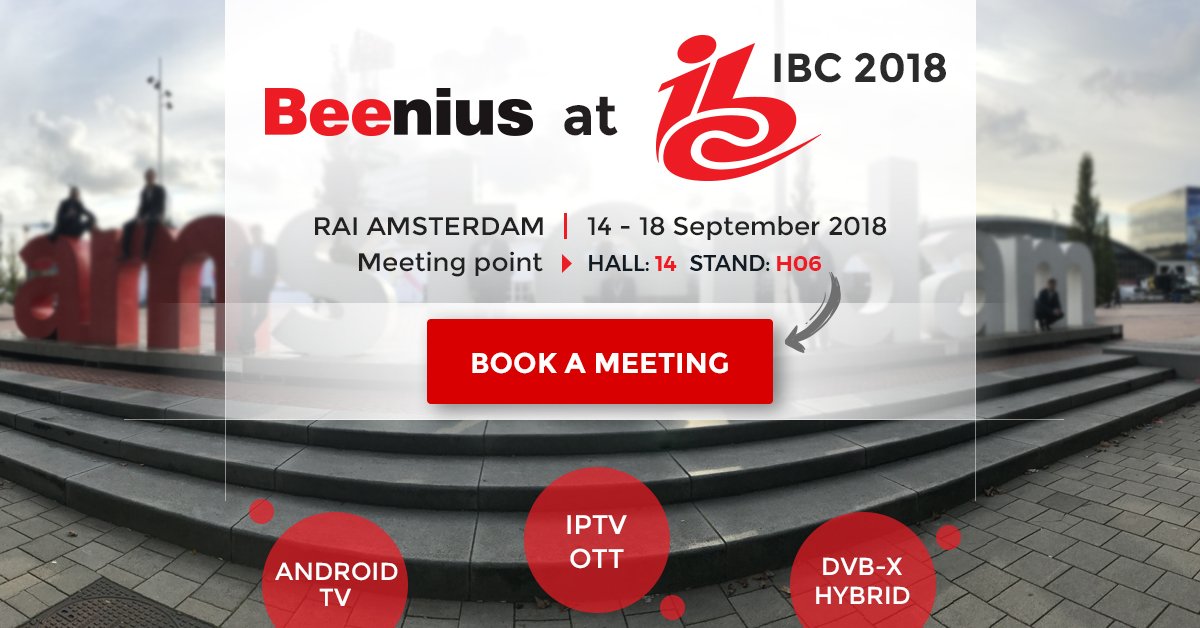 We wish to invite you to meet our team in Amsterdam <a href="/IBCShow/">IBC</a> from 14 – 18 September. Book a meeting ahead! bit.ly/2vo0OFu #AndroidTV #IPTV #IBC2018 #Advertising