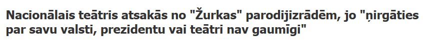 Nacionālais teātris atzīst, ka gadiem ņirgājies par savu valsti un tās amatpersonām :)))