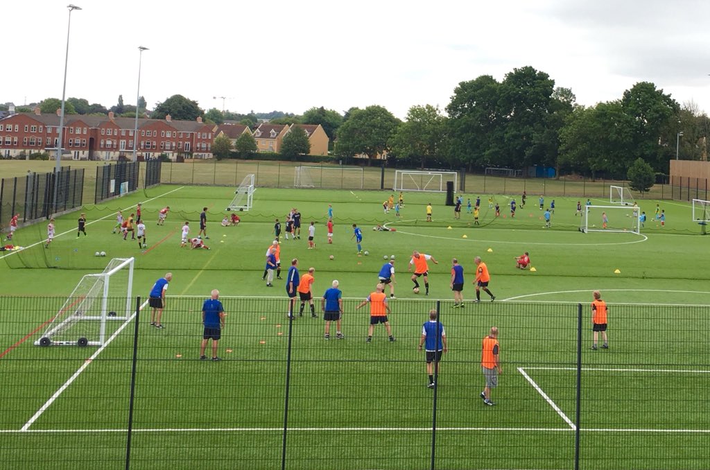 RobinsFound's tweet photo. Another action packed day @SouthSbsc. With the over 50s walking footballers playing alongside the 6-12 yr olds football camp #community #bristol #multigenerational #inclusive #football #fun https://t.co/xwAzElLSk3