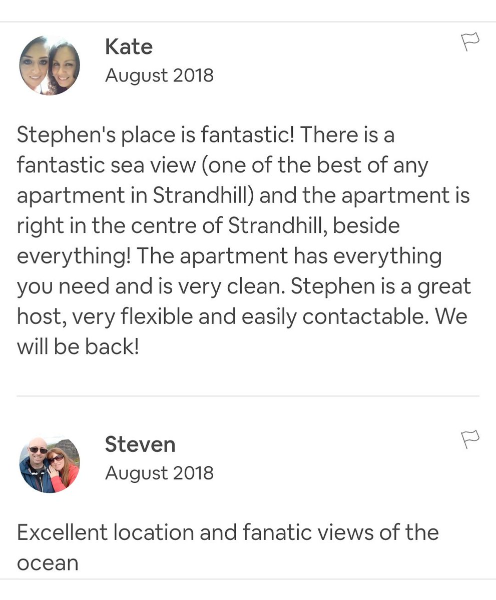 StrandBeachApts's tweet photo. Thanks for the great review's Kate and Steven! Always Our pleasure! Come back soon! 
🌟🌟 🌟 🌟 🌟

If you'd like to experience a break in @GoStrandhill for yourself, get in touch &amp; check out our accommodation on the @Airbnb website ↙
https://t.co/WWuzScsOeh

#airbnb #Sligo https://t.co/EsqLoKaeTd