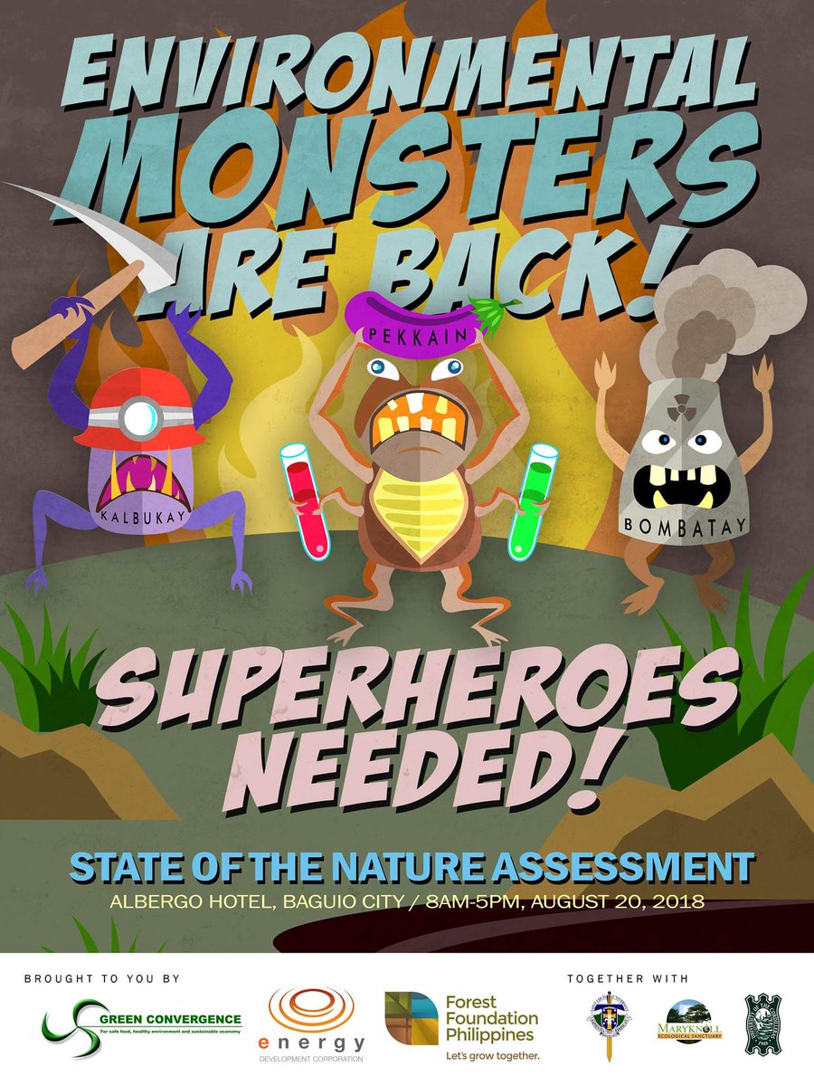 THE ENVIRONMENTAL MONSTERS ARE BACK! SUPERHEROES NEEDED!

Green Convergence Philippines, the Energy Development Corporation and the Forest Foundation Philippines bring you

#GreenSONA 2018: State of the Nature Assessment

#GreenConvergence #ParaSaKalikasan
