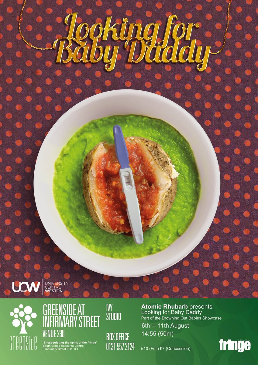 AtomicRhubarb's tweet photo. WE NEED HELP!! Weβre looking for a baby daddy at @GreensideVenue Ivy Studio (Venue 236) today at 14:55 πΆπ» Come see a show about Mums, tums and cum!! #LookingForBabyDaddy part of the #DrowningOurBabiesFestival #EdFringe https://t.co/cgXmy99sfw
