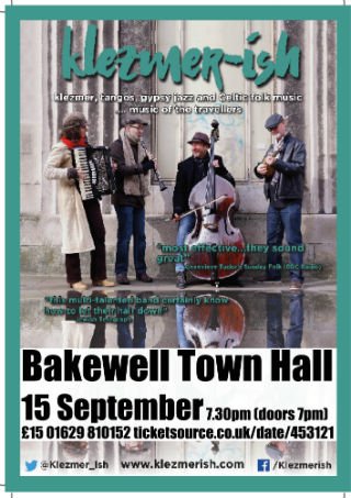 bakewelltct's tweet photo. @Klezmerish return to BTH 15 September. Gypsy #Jazz, #Tango Irish fiddle explosion of sound! Tix £15 01629 810152 https://t.co/iKLGrCC5fB @liverpoolphil #Bakewell #Saturday #LiveMusic https://t.co/QKOZZ1Zj6N