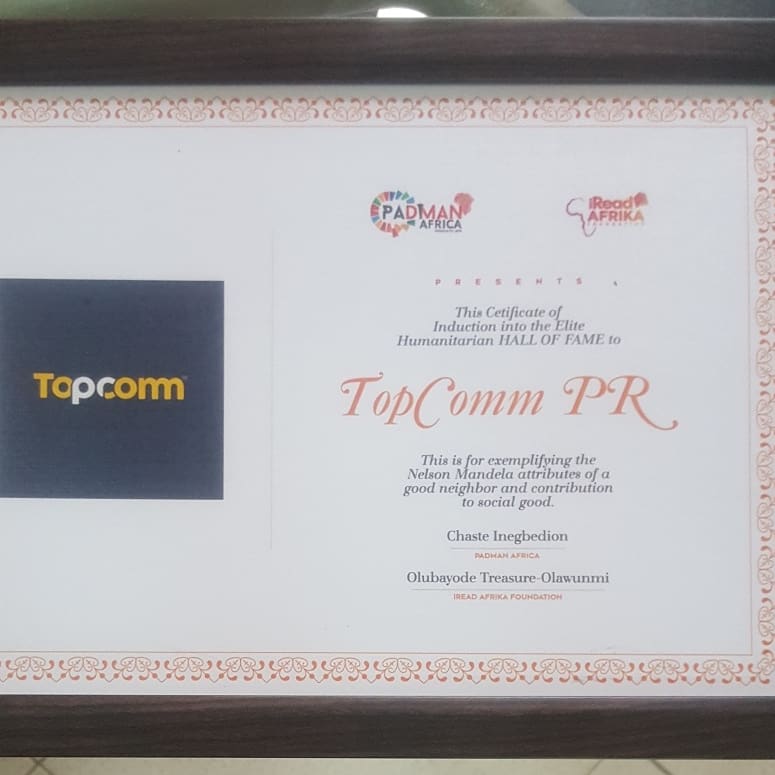Topcommng1's tweet photo. #TopcommPR inducted into the elite humanitarian hall of fame for the organisation's strive and committment towards the course of humanity through CSR and clients' projects.
#padman #responsibletourism #CSR #Topcommdelivers #humanitarianism https://t.co/hksYpB2SX5