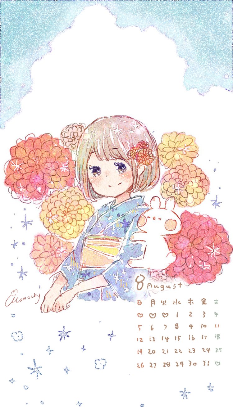 Momochy ももちー ロック画面や壁紙に使えるイラスト第二弾です カレンダーなし 日曜はじまり 月曜はじまり の3パターンをご用意いたしました よろしくお願いいたします