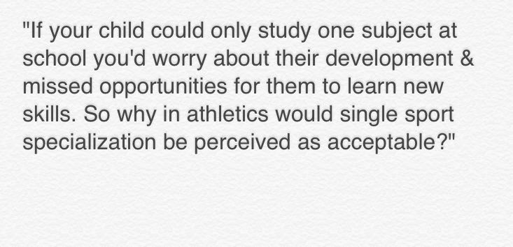 GlenwoodRams's tweet photo. Great quote on sport specialization! Parents, Youth Coaches &amp; AAU/Club Coaches we need your help in encouraging the multi-sport athlete! https://t.co/65TW2JaALu
