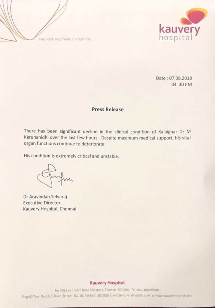 Press release from Kauvery Hospital.