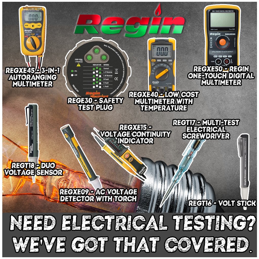 ReginProducts's tweet photo. Testing/installing electrics? We have just the products! ππ‘β
-
#Sparkies #electricians #merchants #multimeter #voltstick #voltage #voltagesensor #testplug #digitalmultimeter #ACvoltage #terminalscrewdriver #continuityindicator #regin #reginproducts #iso9001 #electrical #trade https://t.co/vNvpszT2SI